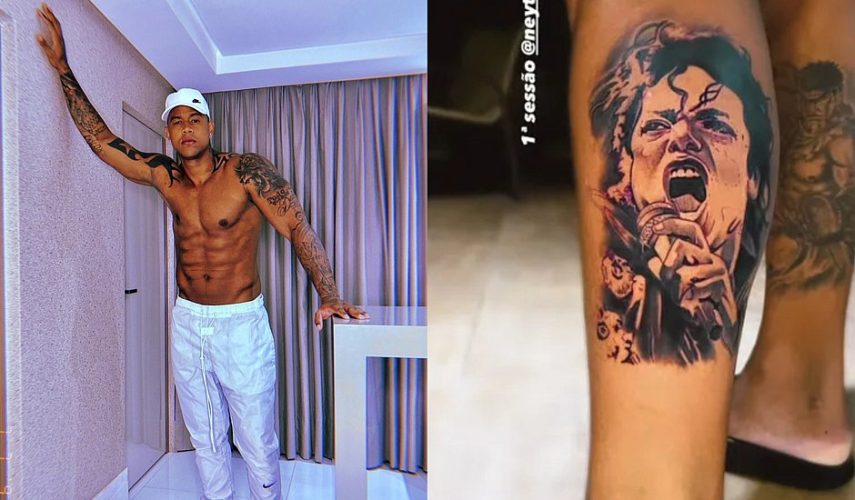 LÉO SANTANA TATUA IMAGEM DE MICHAEL JACKSON NA PERNA Bahia Economica