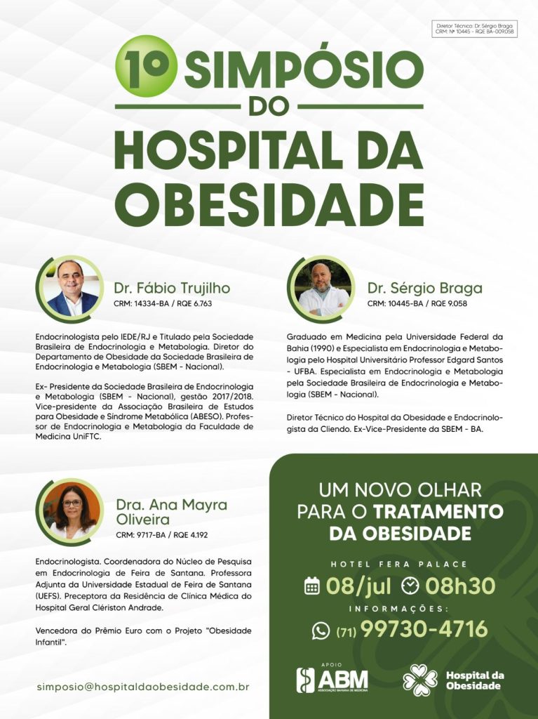 O 1º Simpósio do Hospital da Obesidade trará a temática: “Um novo olhar para o tratamento da obesidade”